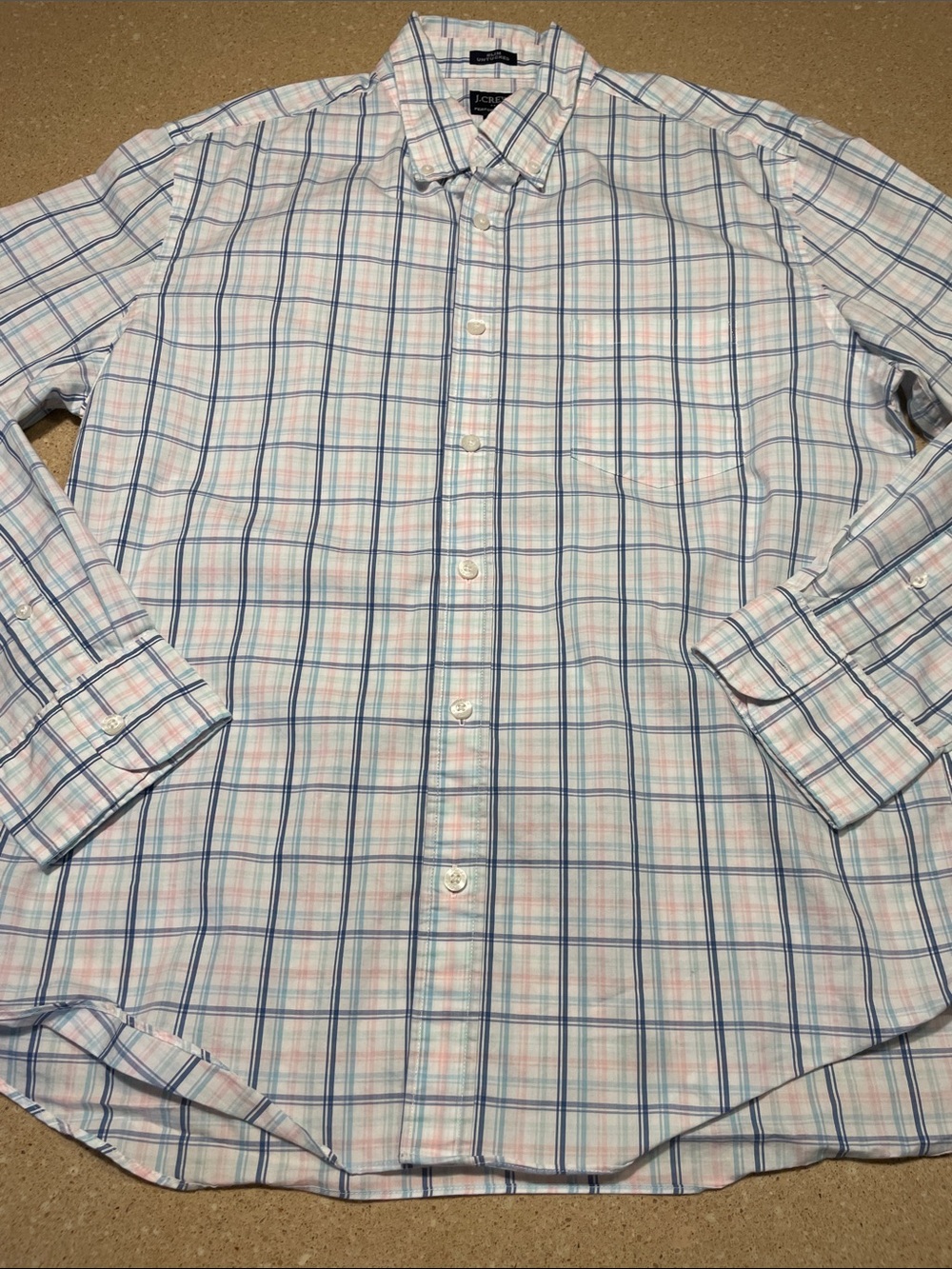 J. Crew Men's Plaid Button-Down Shirt - Light Blue & Pink
